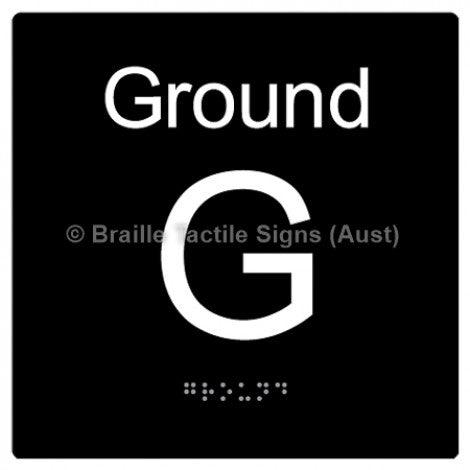 Braille Sign Level Sign - Ground - Braille Tactile Signs (Aust) - BTS272-GF-blk - Fully Custom Signs - Fast Shipping - High Quality - Australian Made &amp; Owned