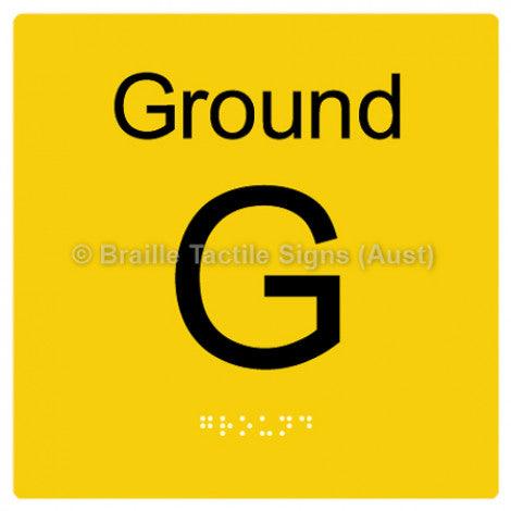 Braille Sign Level Sign - Ground - Braille Tactile Signs (Aust) - BTS272-GF-yel - Fully Custom Signs - Fast Shipping - High Quality - Australian Made &amp; Owned