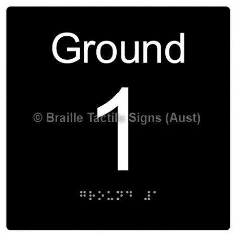 Braille Sign Level Sign - Ground 1 - Braille Tactile Signs (Aust) - BTS272-G-1-blk - Fully Custom Signs - Fast Shipping - High Quality - Australian Made &amp; Owned