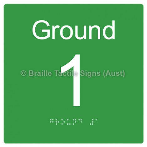 Braille Sign Level Sign - Ground 1 - Braille Tactile Signs (Aust) - BTS272-G-1-grn - Fully Custom Signs - Fast Shipping - High Quality - Australian Made &amp; Owned