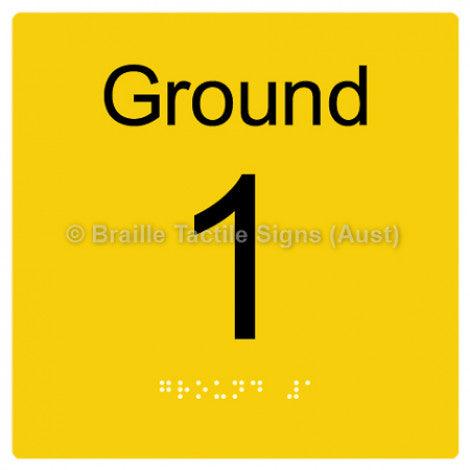 Braille Sign Level Sign - Ground 1 - Braille Tactile Signs (Aust) - BTS272-G-1-yel - Fully Custom Signs - Fast Shipping - High Quality - Australian Made &amp; Owned