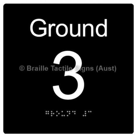 Braille Sign Level Sign - Ground 3 - Braille Tactile Signs (Aust) - BTS272-G-3-blk - Fully Custom Signs - Fast Shipping - High Quality - Australian Made &amp; Owned