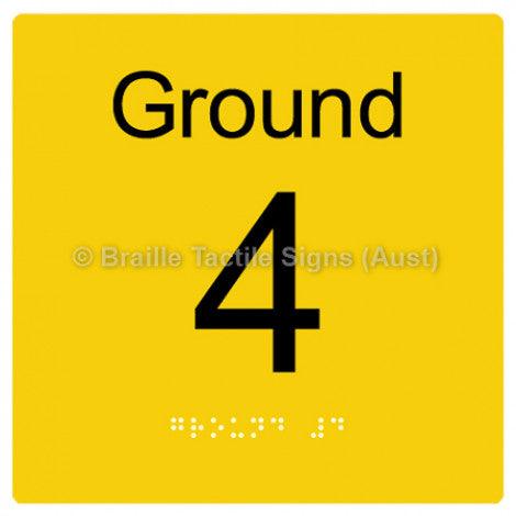 Braille Sign Level Sign - Ground 4 - Braille Tactile Signs (Aust) - BTS272-G-4-yel - Fully Custom Signs - Fast Shipping - High Quality - Australian Made &amp; Owned