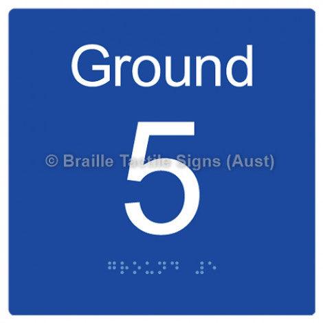 Braille Sign Level Sign - Ground 5 - Braille Tactile Signs (Aust) - BTS272-G-5-blu - Fully Custom Signs - Fast Shipping - High Quality - Australian Made &amp; Owned