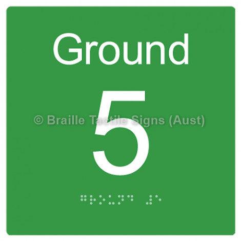 Braille Sign Level Sign - Ground 5 - Braille Tactile Signs (Aust) - BTS272-G-5-grn - Fully Custom Signs - Fast Shipping - High Quality - Australian Made &amp; Owned