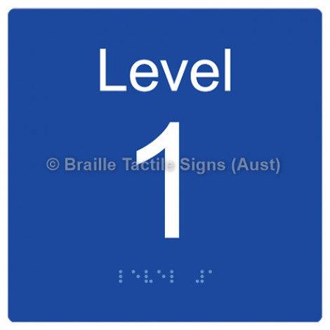 Braille Sign Level Sign - Level 1 - Braille Tactile Signs (Aust) - BTS272-01-blu - Fully Custom Signs - Fast Shipping - High Quality - Australian Made &amp; Owned