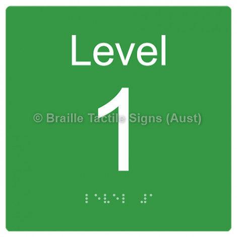 Braille Sign Level Sign - Level 1 - Braille Tactile Signs (Aust) - BTS272-01-grn - Fully Custom Signs - Fast Shipping - High Quality - Australian Made &amp; Owned