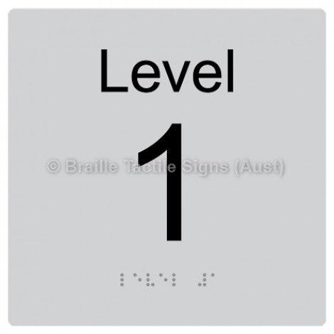 Braille Sign Level Sign - Level 1 - Braille Tactile Signs (Aust) - BTS272-01-slv - Fully Custom Signs - Fast Shipping - High Quality - Australian Made &amp; Owned