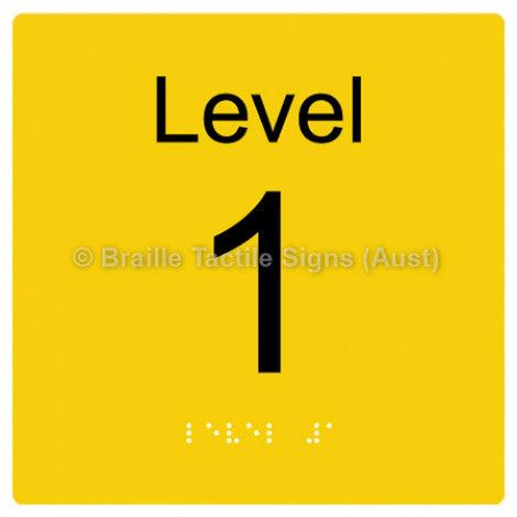 Braille Sign Level Sign - Level 1 - Braille Tactile Signs (Aust) - BTS272-01-yel - Fully Custom Signs - Fast Shipping - High Quality - Australian Made &amp; Owned