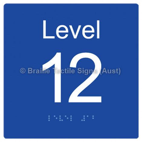 Braille Sign Level Sign - Level 12 - Braille Tactile Signs (Aust) - BTS272-12-blu - Fully Custom Signs - Fast Shipping - High Quality - Australian Made &amp; Owned