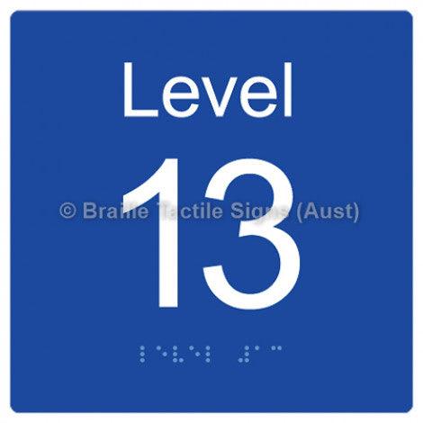 Braille Sign Level Sign - Level 13 - Braille Tactile Signs (Aust) - BTS272-13-blu - Fully Custom Signs - Fast Shipping - High Quality - Australian Made &amp; Owned