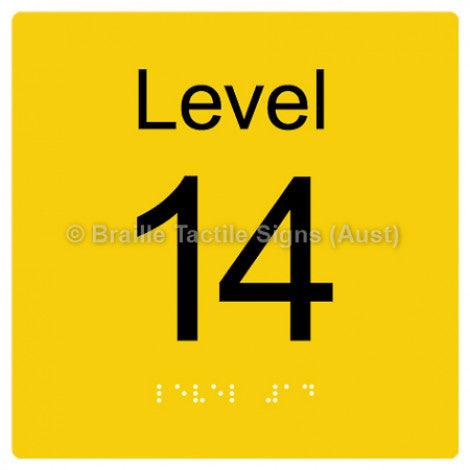 Braille Sign Level Sign - Level 14 - Braille Tactile Signs (Aust) - BTS272-14-yel - Fully Custom Signs - Fast Shipping - High Quality - Australian Made &amp; Owned