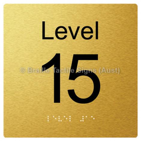 Braille Sign Level Sign - Level 15 - Braille Tactile Signs (Aust) - BTS272-15-aliG - Fully Custom Signs - Fast Shipping - High Quality - Australian Made &amp; Owned