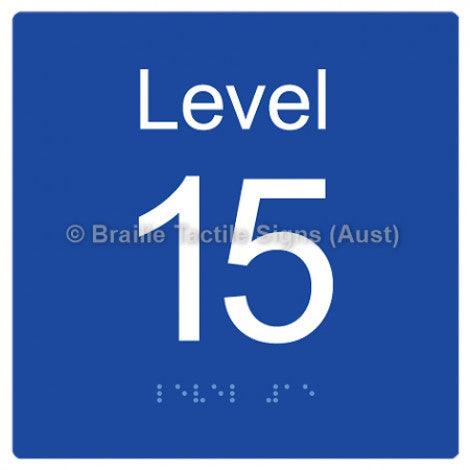 Braille Sign Level Sign - Level 15 - Braille Tactile Signs (Aust) - BTS272-15-blu - Fully Custom Signs - Fast Shipping - High Quality - Australian Made &amp; Owned