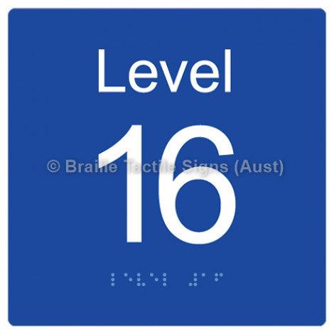 Braille Sign Level Sign - Level 16 - Braille Tactile Signs (Aust) - BTS272-16-blu - Fully Custom Signs - Fast Shipping - High Quality - Australian Made &amp; Owned