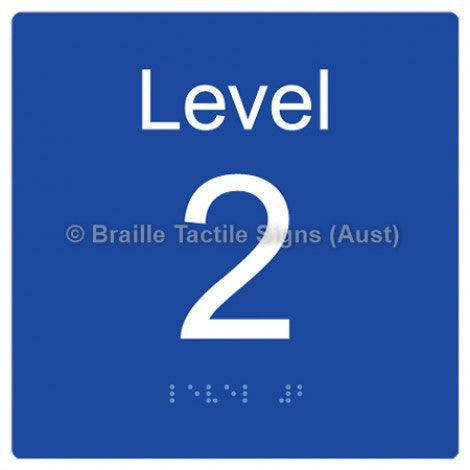 Braille Sign Level Sign - Level 2 - Braille Tactile Signs (Aust) - BTS272-02-blu - Fully Custom Signs - Fast Shipping - High Quality - Australian Made &amp; Owned