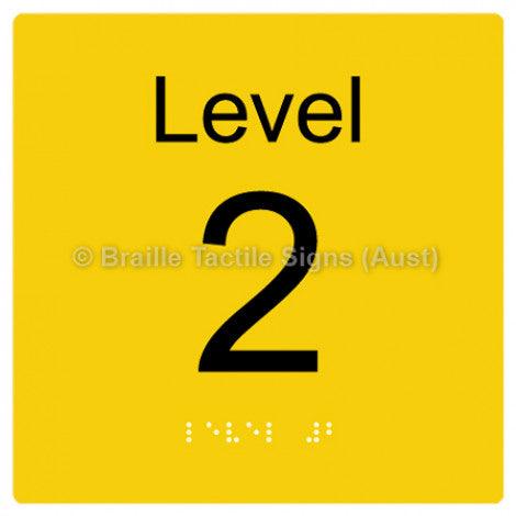 Braille Sign Level Sign - Level 2 - Braille Tactile Signs (Aust) - BTS272-02-yel - Fully Custom Signs - Fast Shipping - High Quality - Australian Made &amp; Owned