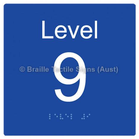 Braille Sign Level Sign - Level 9 - Braille Tactile Signs (Aust) - BTS272-09-blu - Fully Custom Signs - Fast Shipping - High Quality - Australian Made &amp; Owned