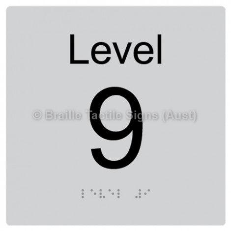 Braille Sign Level Sign - Level 9 - Braille Tactile Signs (Aust) - BTS272-09-slv - Fully Custom Signs - Fast Shipping - High Quality - Australian Made &amp; Owned