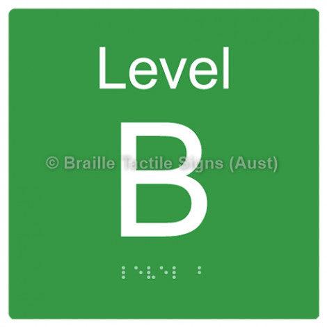 Braille Sign Level Sign - Level B - Braille Tactile Signs (Aust) - BTS272-B-grn - Fully Custom Signs - Fast Shipping - High Quality - Australian Made &amp; Owned