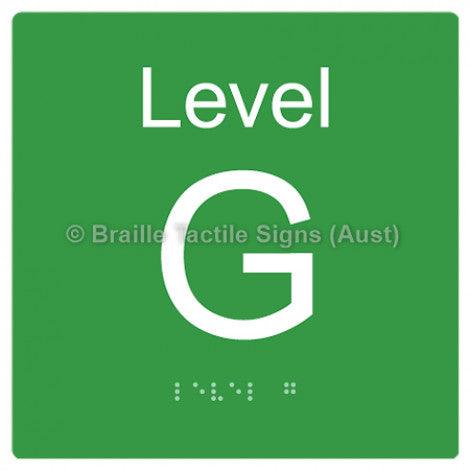 Braille Sign Level Sign - Level G - Braille Tactile Signs (Aust) - BTS272-G-grn - Fully Custom Signs - Fast Shipping - High Quality - Australian Made &amp; Owned