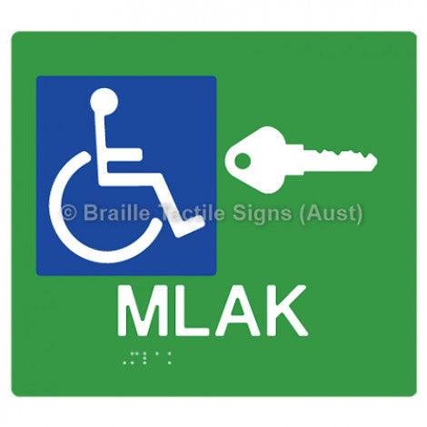 Braille Sign MLAK (Master Locksmith Access Key) - Braille Tactile Signs (Aust) - BTS275-grn - Fully Custom Signs - Fast Shipping - High Quality - Australian Made &amp; Owned