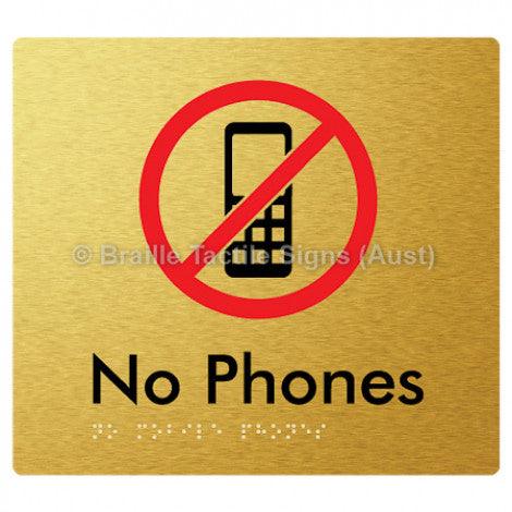 Braille Sign No Mobile Phones - Braille Tactile Signs (Aust) - BTS277-aliG - Fully Custom Signs - Fast Shipping - High Quality - Australian Made &amp; Owned