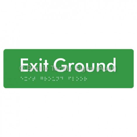 Braille Sign Exit Ground - Braille Tactile Signs (Aust) - BTS278-GF-grn - Fully Custom Signs - Fast Shipping - High Quality - Australian Made &amp; Owned