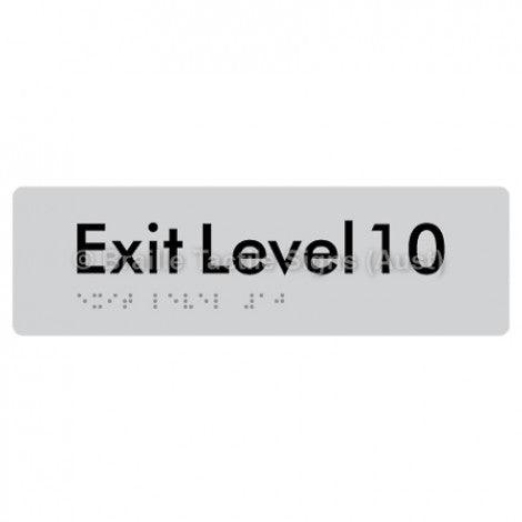 Braille Sign Exit Level 10 - Braille Tactile Signs (Aust) - BTS278-10-slv - Fully Custom Signs - Fast Shipping - High Quality - Australian Made &amp; Owned
