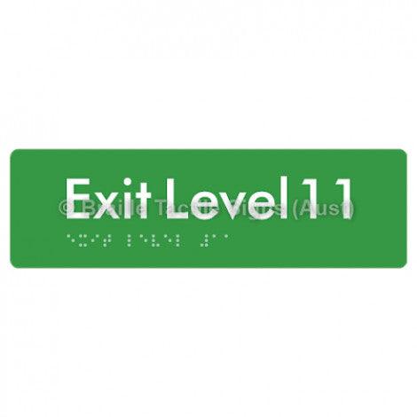 Braille Sign Exit Level 11 - Braille Tactile Signs (Aust) - BTS278-11-grn - Fully Custom Signs - Fast Shipping - High Quality - Australian Made &amp; Owned