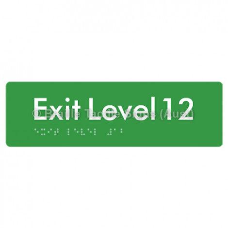 Braille Sign Exit Level 12 - Braille Tactile Signs (Aust) - BTS278-12-grn - Fully Custom Signs - Fast Shipping - High Quality - Australian Made &amp; Owned