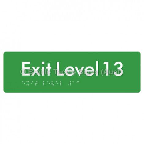 Braille Sign Exit Level 13 - Braille Tactile Signs (Aust) - BTS278-13-grn - Fully Custom Signs - Fast Shipping - High Quality - Australian Made &amp; Owned