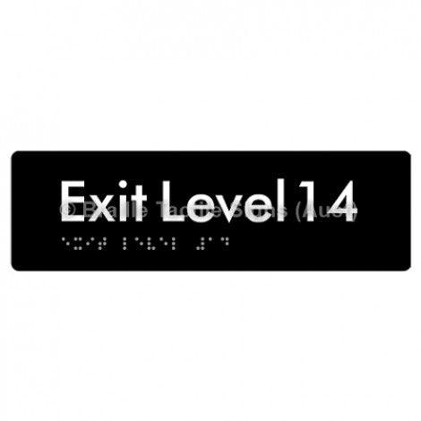 Braille Sign Exit Level 14 - Braille Tactile Signs (Aust) - BTS278-14-blk - Fully Custom Signs - Fast Shipping - High Quality - Australian Made &amp; Owned
