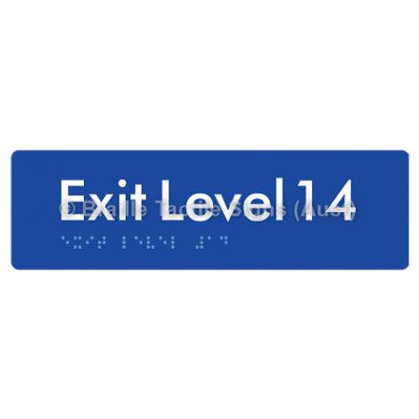 Braille Sign Exit Level 14 - Braille Tactile Signs (Aust) - BTS278-14-blu - Fully Custom Signs - Fast Shipping - High Quality - Australian Made &amp; Owned