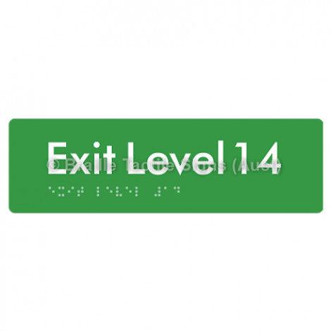 Braille Sign Exit Level 14 - Braille Tactile Signs (Aust) - BTS278-14-grn - Fully Custom Signs - Fast Shipping - High Quality - Australian Made &amp; Owned