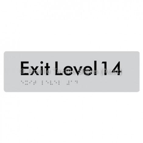 Braille Sign Exit Level 14 - Braille Tactile Signs (Aust) - BTS278-14-slv - Fully Custom Signs - Fast Shipping - High Quality - Australian Made &amp; Owned