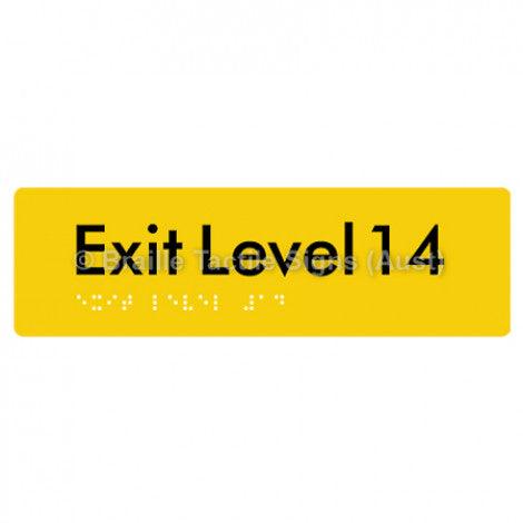 Braille Sign Exit Level 14 - Braille Tactile Signs (Aust) - BTS278-14-yel - Fully Custom Signs - Fast Shipping - High Quality - Australian Made &amp; Owned