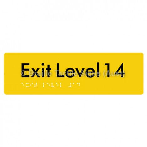 Braille Sign Exit Level 14 - Braille Tactile Signs (Aust) - BTS278-14-yel - Fully Custom Signs - Fast Shipping - High Quality - Australian Made &amp; Owned