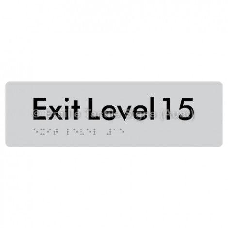 Braille Sign Exit Level 15 - Braille Tactile Signs (Aust) - BTS278-15-slv - Fully Custom Signs - Fast Shipping - High Quality - Australian Made &amp; Owned