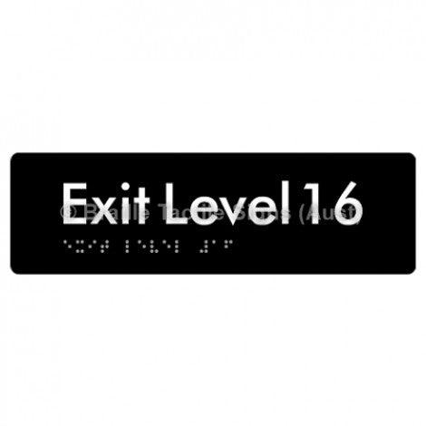 Braille Sign Exit Level 16 - Braille Tactile Signs (Aust) - BTS278-16-blk - Fully Custom Signs - Fast Shipping - High Quality - Australian Made &amp; Owned