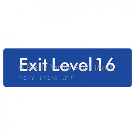 Braille Sign Exit Level 16 - Braille Tactile Signs (Aust) - BTS278-16-blu - Fully Custom Signs - Fast Shipping - High Quality - Australian Made &amp; Owned