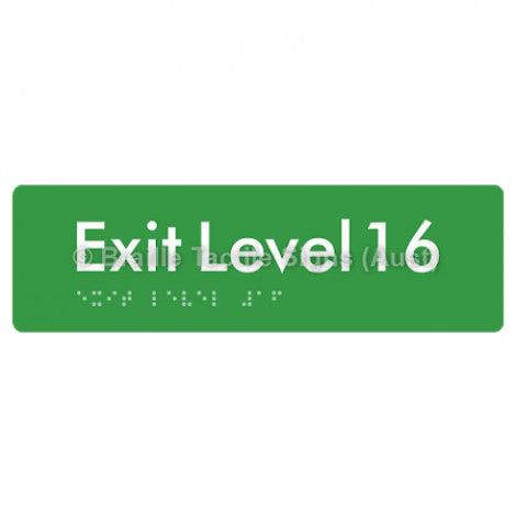 Braille Sign Exit Level 16 - Braille Tactile Signs (Aust) - BTS278-16-grn - Fully Custom Signs - Fast Shipping - High Quality - Australian Made &amp; Owned