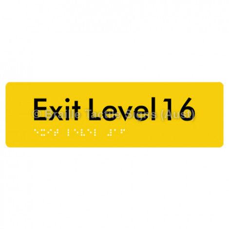 Braille Sign Exit Level 16 - Braille Tactile Signs (Aust) - BTS278-16-yel - Fully Custom Signs - Fast Shipping - High Quality - Australian Made &amp; Owned