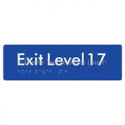 Braille Sign Exit Level 17 - Braille Tactile Signs (Aust) - BTS278-17-blu - Fully Custom Signs - Fast Shipping - High Quality - Australian Made &amp; Owned