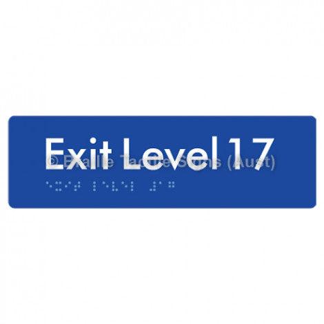 Braille Sign Exit Level 17 - Braille Tactile Signs (Aust) - BTS278-17-blu - Fully Custom Signs - Fast Shipping - High Quality - Australian Made &amp; Owned