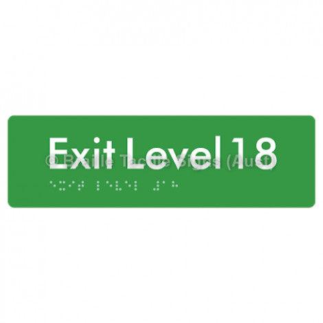 Braille Sign Exit Level 18 - Braille Tactile Signs (Aust) - BTS278-18-grn - Fully Custom Signs - Fast Shipping - High Quality - Australian Made &amp; Owned