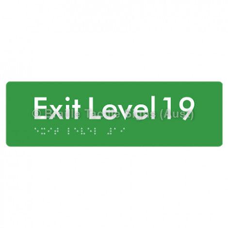 Braille Sign Exit Level 19 - Braille Tactile Signs (Aust) - BTS278-19-grn - Fully Custom Signs - Fast Shipping - High Quality - Australian Made &amp; Owned
