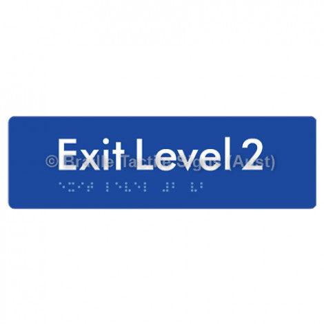 Braille Sign Exit Level 2 - Braille Tactile Signs (Aust) - BTS278-02-blu - Fully Custom Signs - Fast Shipping - High Quality - Australian Made &amp; Owned