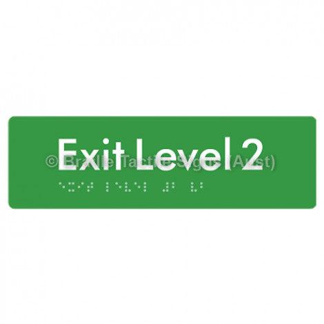 Braille Sign Exit Level 2 - Braille Tactile Signs (Aust) - BTS278-02-grn - Fully Custom Signs - Fast Shipping - High Quality - Australian Made &amp; Owned