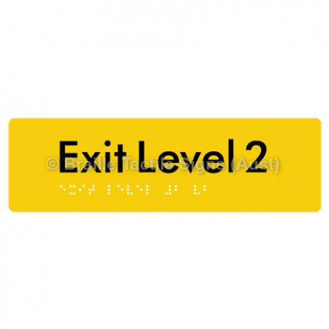 Braille Sign Exit Level 2 - Braille Tactile Signs (Aust) - BTS278-02-yel - Fully Custom Signs - Fast Shipping - High Quality - Australian Made &amp; Owned